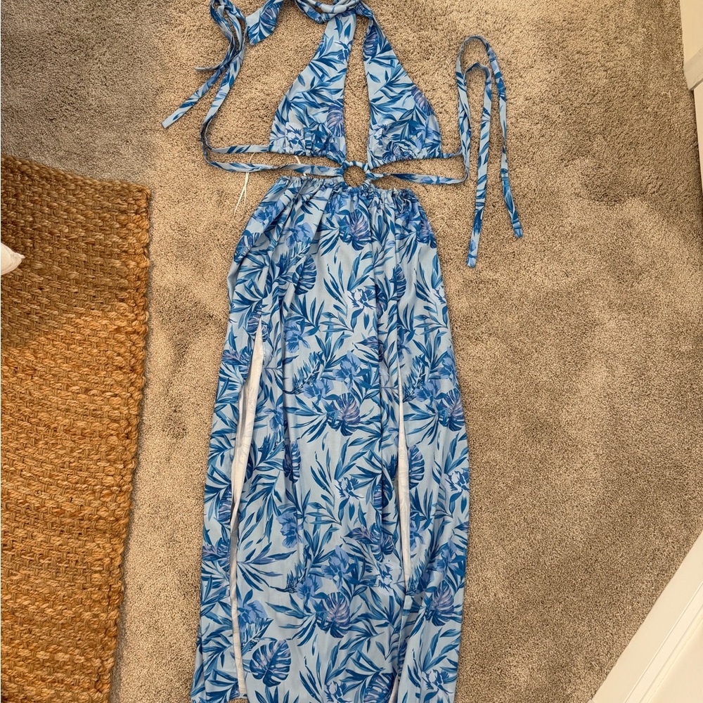 Hello Molly Blue Tropical Print Maxi Dress